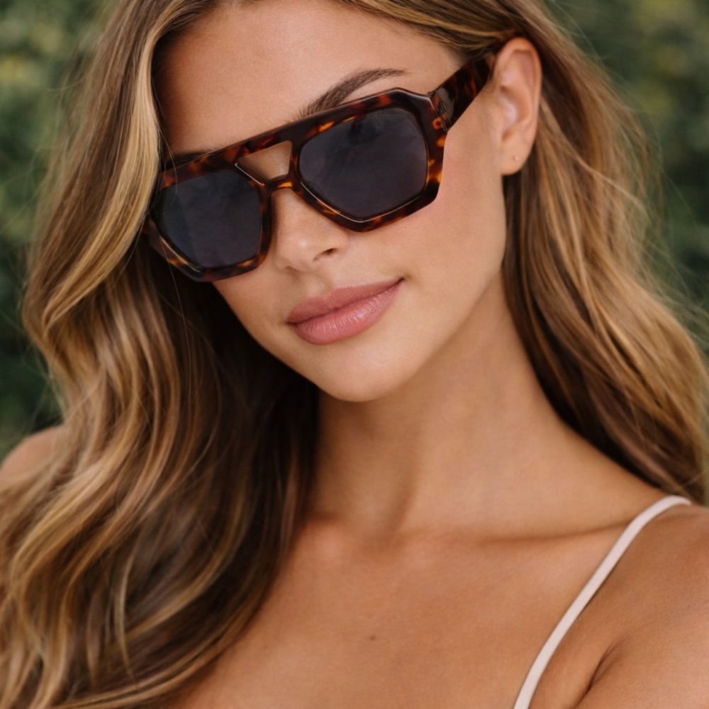 Tortoiseshell Oversized Square Sunglasses Retro D… - image 1